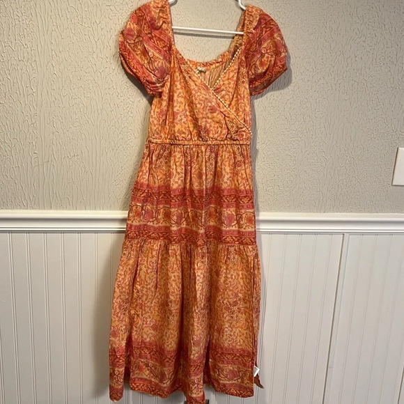 Lucky Brand orange boho midi dress size X small - Picture 3 of 14